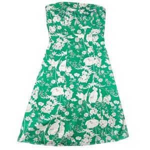 Y2K B. darlin Floral Strapless A Line Midi Dress size 5/6 Green White Spring
